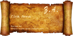 Zink Anna névjegykártya